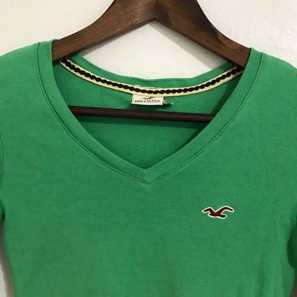 Hollister Girls S Green V-neckline Long Sleeves Pullover Top Blouse - Picture 3 of 14